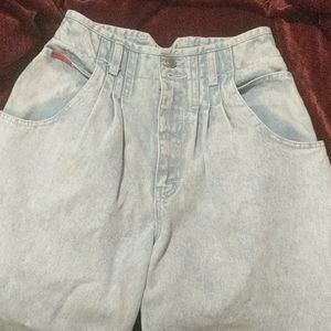 Vintage High Waist Jeans Pleated Lawman Frosted